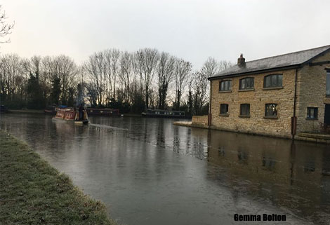 boating through ice on grand union canal