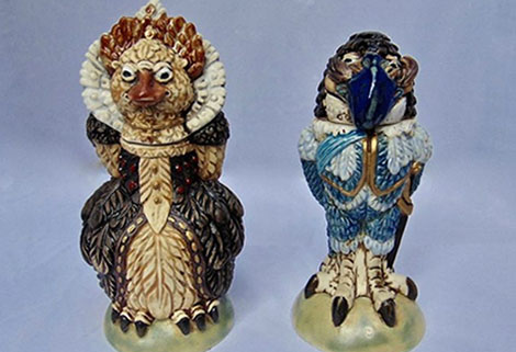 grotesque birds - stoke art pottery