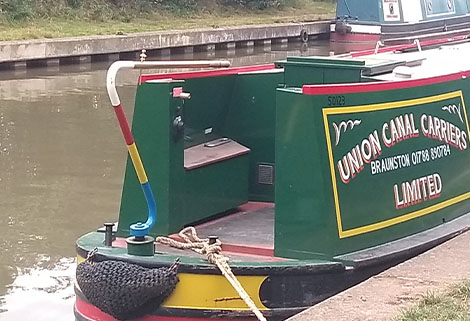 narrowboat with semi traditional stern