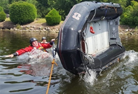 water safety training - capsized dinghy