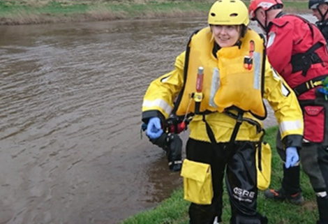 people on water safety training course