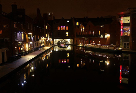 canal basin at night