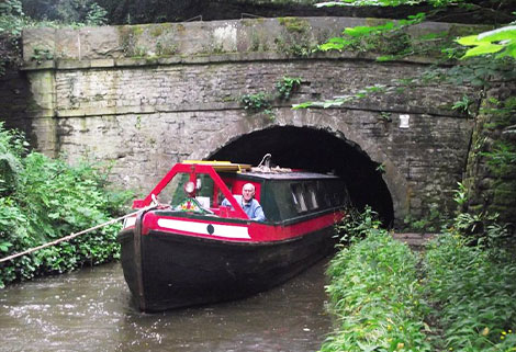 Wooden Canal Boat Society - Hazel emerging from Hyde Bank tunnel, Peak Forest Canal