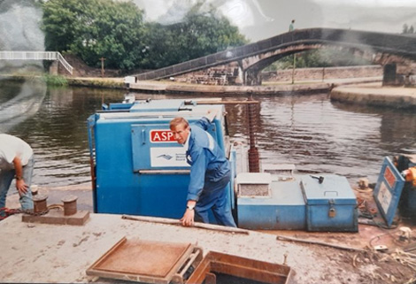 John Tasker at work... John Tasker at work on canal