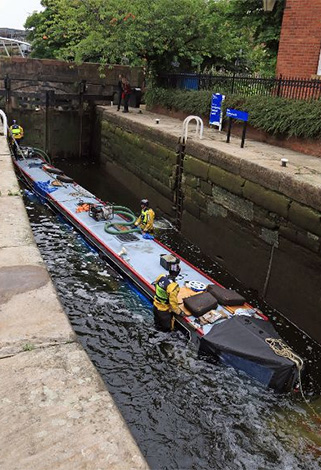 Rochdale sunken canal boat rescue