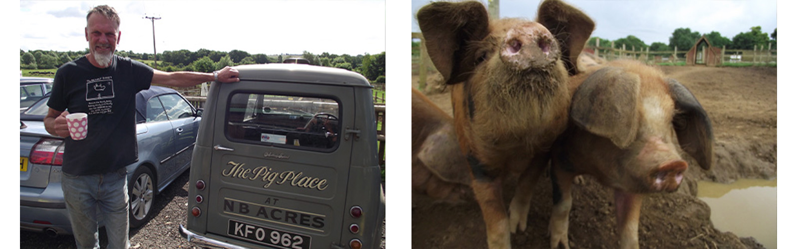 Dean with his Pig Place van - and a couple of porkers