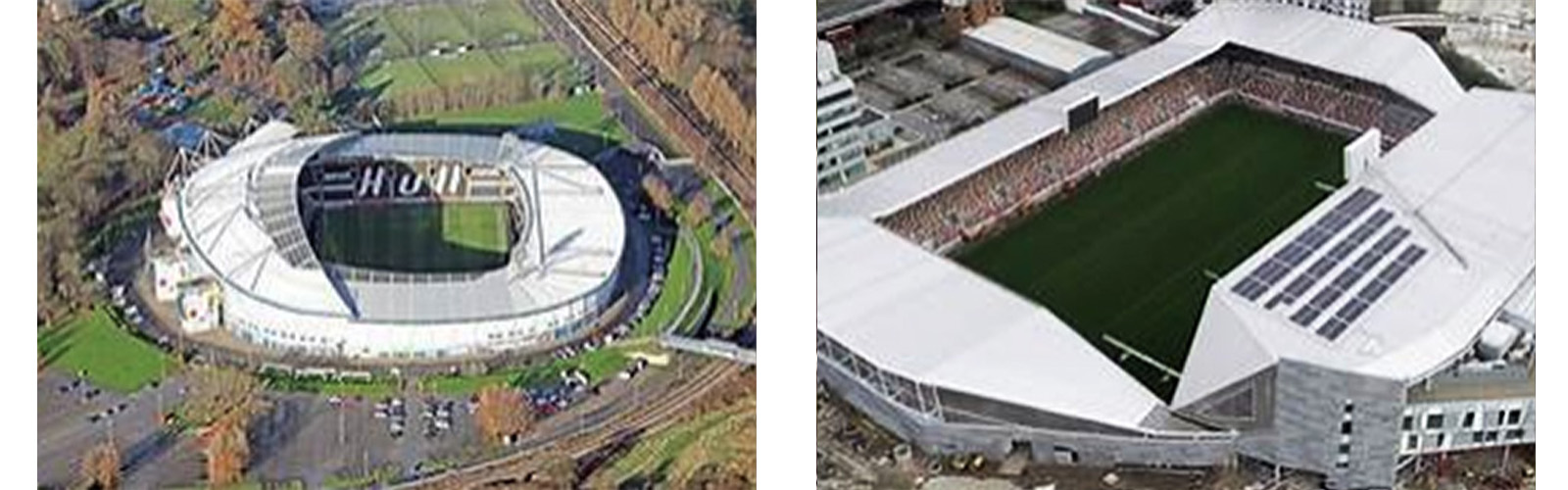 MKM Stadium, Hull 2002 ; Community Stadium, Brentford 2020