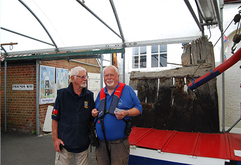 CLive Edwards with Bob the guide to Museum of the Broads
