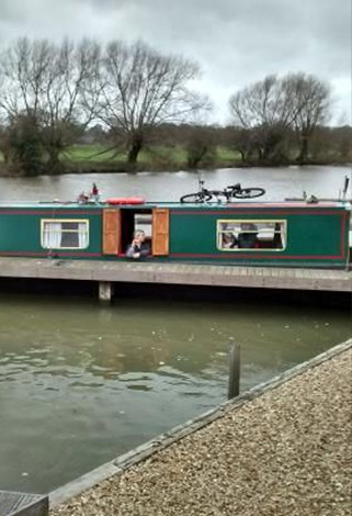 narrowboat Therapy moored on pontoon
