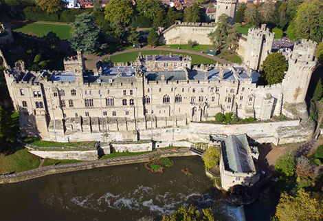 aerial shot Warwick Castle