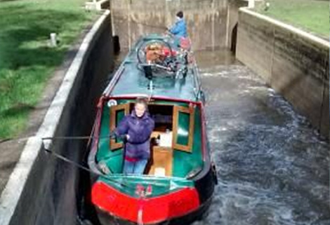 narrowboat in lock