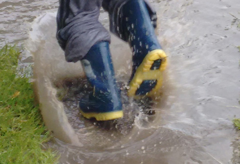 wet and muddy boots