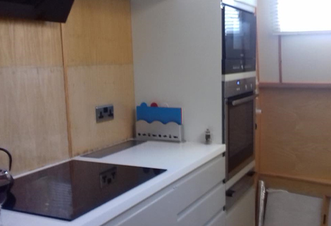 Art Deco wide-beam boat galley