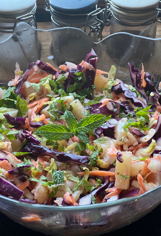 mint and pineapple slaw