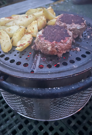 stilton burgers and chips