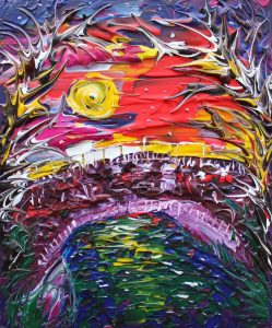 Bexhill Road Bridge (No. 15) Ingol, on the Lancaster Canal - acrylic by Peter Hughes